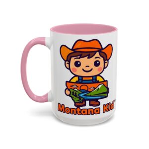 Big Sky Buddy Mug — Two-Tone (15oz, Personalized) - 15oz, Pink – Size: 15oz, Colors: Pink –  by Montana Kid