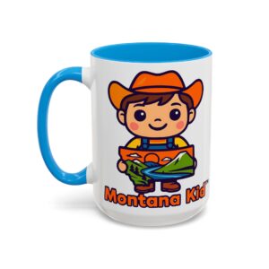 Big Sky Buddy Mug — Two-Tone (15oz, Personalized) - 15oz, Light Blue – Size: 15oz, Colors: Light Blue –  by Montana Kid