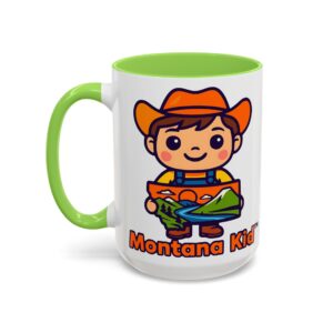 Big Sky Buddy Mug — Two-Tone (15oz, Personalized) - 15oz, Light Green – Size: 15oz, Colors: Light Green –  by Montana Kid