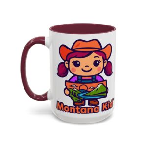 Big Sky Buddy Mug — Two-Tone (15oz, Personalized) - 15oz, Maroon – Size: 15oz, Colors: Maroon –  by Montana Kid