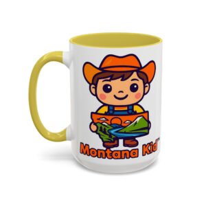 Big Sky Buddy Mug — Two-Tone (15oz, Personalized) - 15oz, Yellow – Size: 15oz, Colors: Yellow –  by Montana Kid