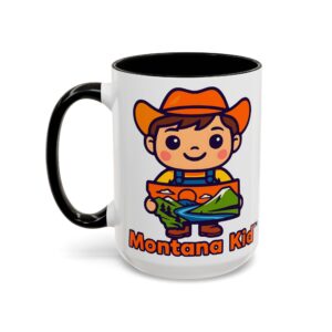 Big Sky Buddy Mug — Two-Tone (15oz, Personalized) - 15oz, Black – Size: 15oz, Colors: Black –  by Montana Kid