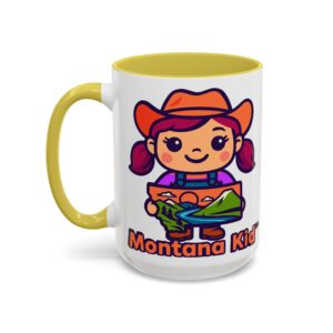 Big Sky Buddy Mug — Two-Tone (15oz, Personalized) - 15oz, Yellow – Size: 15oz, Colors: Yellow –  by Montana Kid