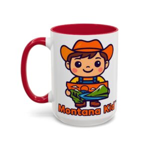 Big Sky Buddy Mug — Two-Tone (15oz, Personalized) - 15oz, Red – Size: 15oz, Colors: Red –  by Montana Kid