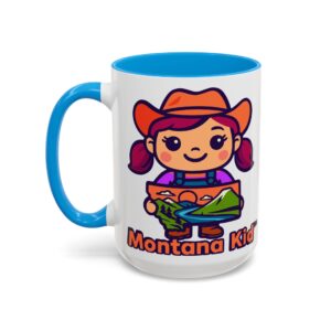Big Sky Buddy Mug — Two-Tone (15oz, Personalized) - 15oz, Light Blue – Size: 15oz, Colors: Light Blue –  by Montana Kid