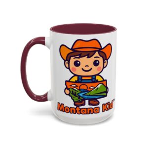 Big Sky Buddy Mug — Two-Tone (15oz, Personalized) - 15oz, Maroon – Size: 15oz, Colors: Maroon –  by Montana Kid