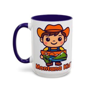 Big Sky Buddy Mug — Two-Tone (15oz, Personalized) - 15oz, Blue – Size: 15oz, Colors: Blue –  by Montana Kid