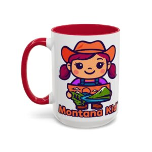 Big Sky Buddy Mug — Two-Tone (15oz, Personalized) - 15oz, Red – Size: 15oz, Colors: Red –  by Montana Kid