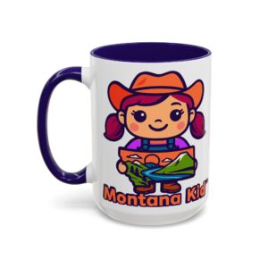 Big Sky Buddy Mug — Two-Tone (15oz, Personalized) - 15oz, Blue – Size: 15oz, Colors: Blue –  by Montana Kid
