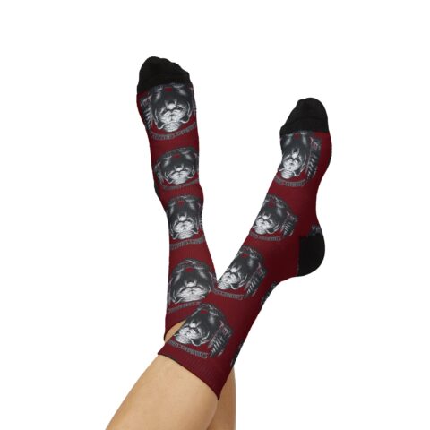 Grumpy Grizzly Crew Socks — Adult | Unisex | Maroon –  – Adult by Montana Kid