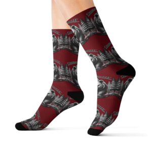 Grumpy Grizzly Crew Socks — Adult | Unisex | Maroon –  – Adult by Montana Kid