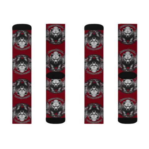 Grumpy Grizzly Crew Socks — Adult | Unisex | Maroon –  – Adult by Montana Kid