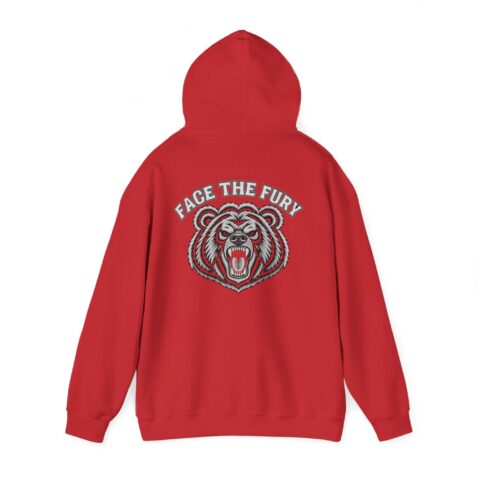 Face the Fury Hoodie in Red – grizzly graphic mockup