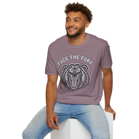 Face the Fury Tee in Paragon — grizzly graphic product mockup 3