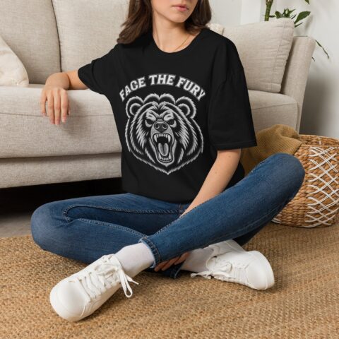 Face the Fury Tee in Black — grizzly graphic product mockup 2