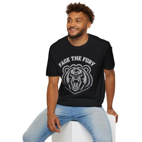 Face the Fury Tee in Black — grizzly graphic product mockup 3