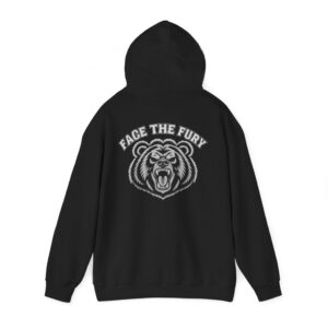 Face the Fury Hoodie in Black – grizzly graphic mockup