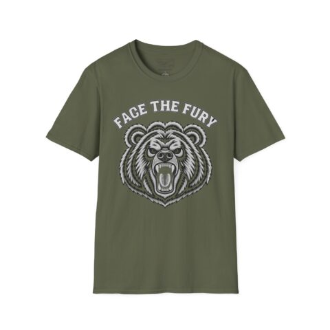 Face the Fury Tee — Adult | Unisex — Military Green product mockup by Montana Kid®