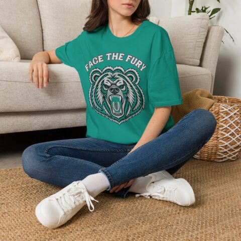 Face the Fury Tee in Jade Dome — grizzly graphic product mockup 2