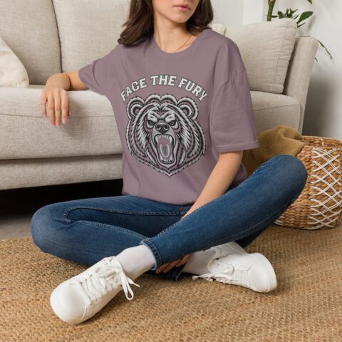 Face the Fury Tee in Paragon — grizzly graphic product mockup 2