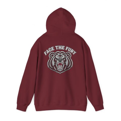 Face the Fury Hoodie in Garnet – grizzly graphic mockup