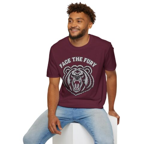 Face the Fury Tee in Maroon — grizzly graphic product mockup 3