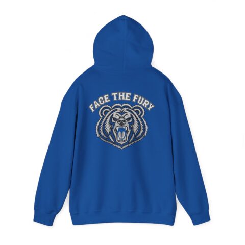 Face the Fury Hoodie in Royal – grizzly graphic mockup
