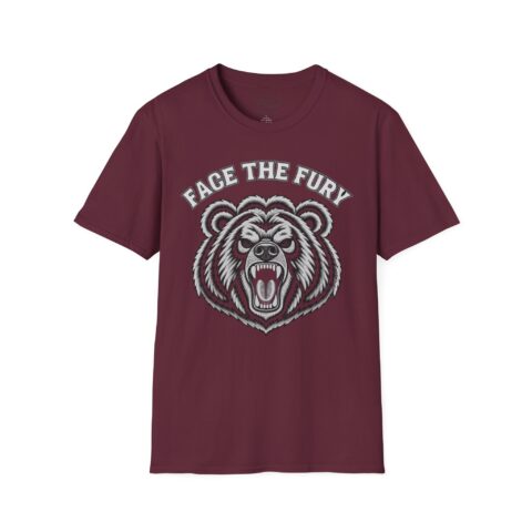 Face the Fury Tee — Adult | Unisex — Maroon product mockup by Montana Kid®