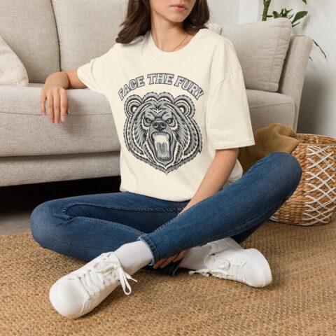 Face the Fury Tee in Natural — grizzly graphic product mockup 2