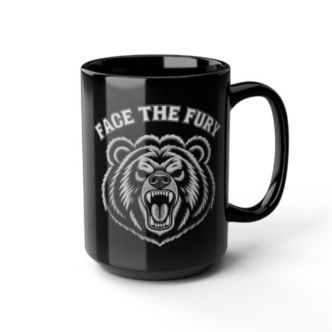 Face the Fury Mug | 15oz — Black product mockup by Montana Kid®