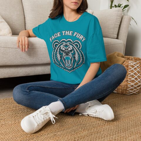 Face the Fury Tee in Tropical Blue — grizzly graphic product mockup 2