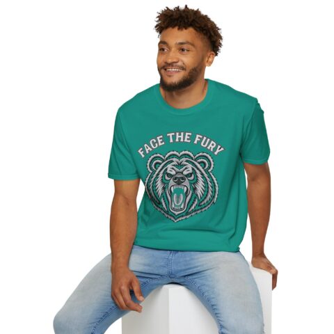 Face the Fury Tee in Jade Dome — grizzly graphic product mockup 3