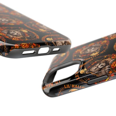 Lil' Hallows Grump Mag Phone Case, close-up of the raised edges and button cutouts