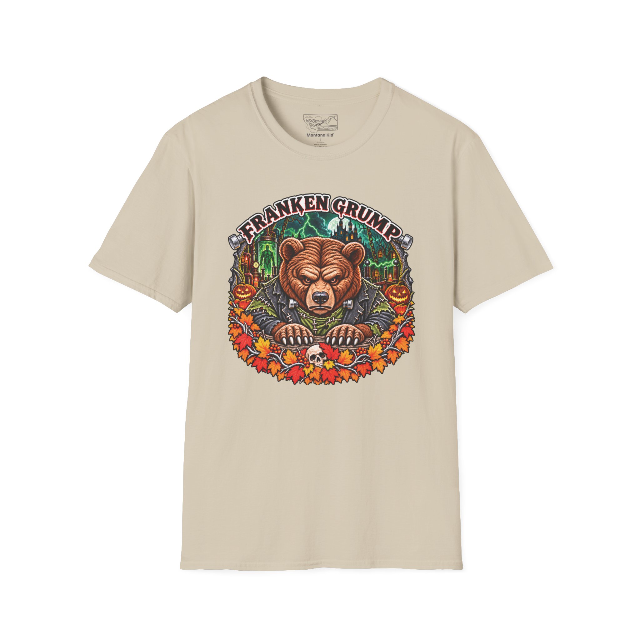 Franken Grump Tee in Sand, laid flat