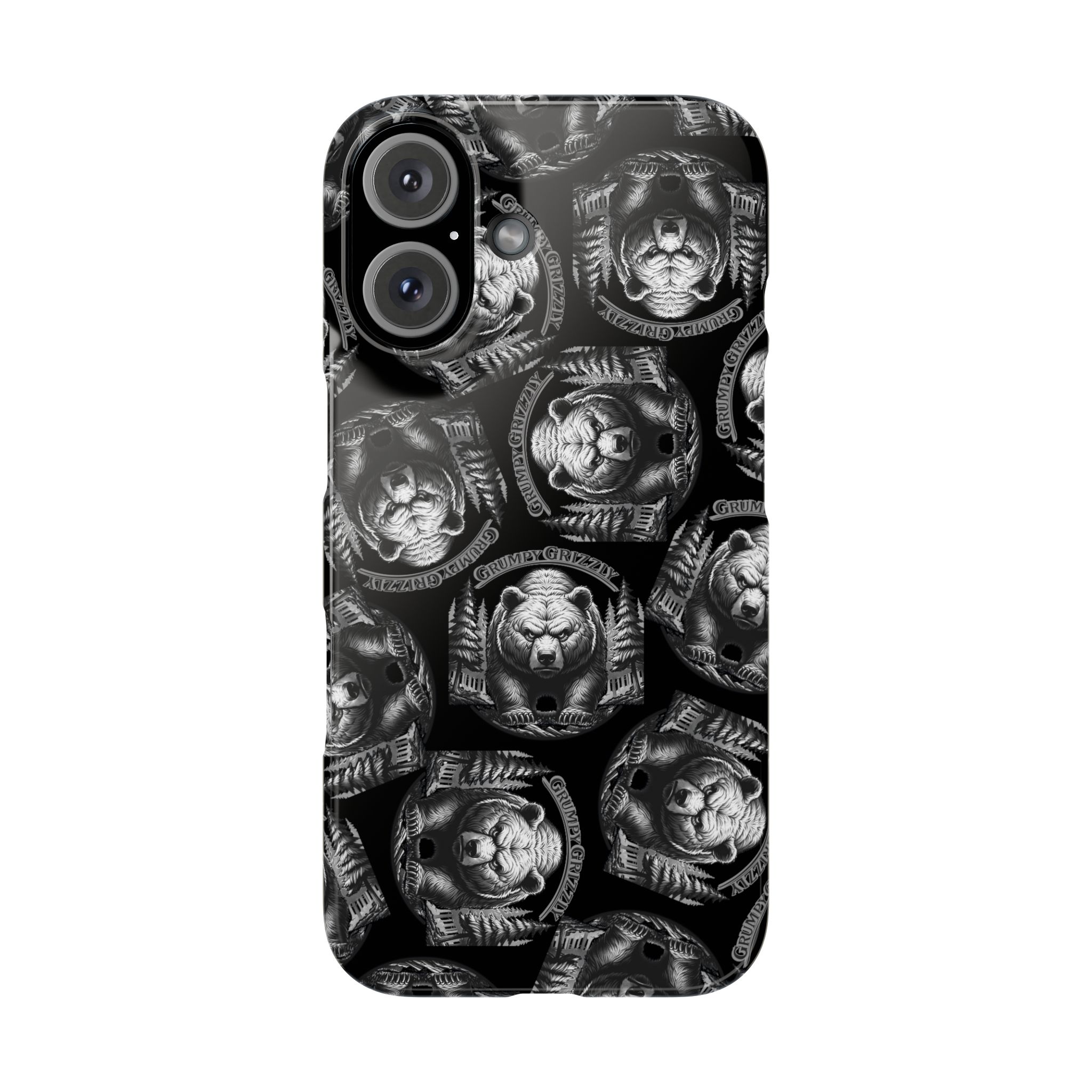 Grumpy Grizzly Snap Case for iPhone 16, Glossy