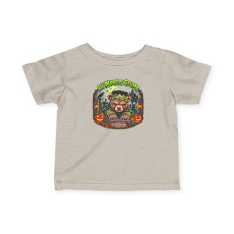 Lil' Monster Grump Tee in Natural Heather, laid flat