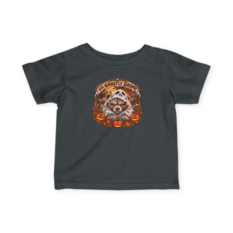 Lil’ Ghostly Grump Tee in Charcoal, laid flat