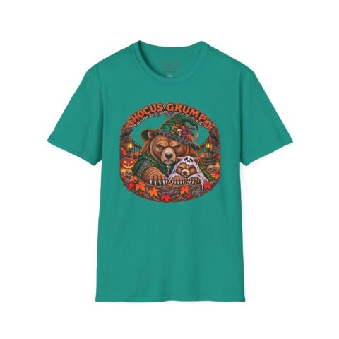Hocus Grump Tee in Jade Dome, laid flat
