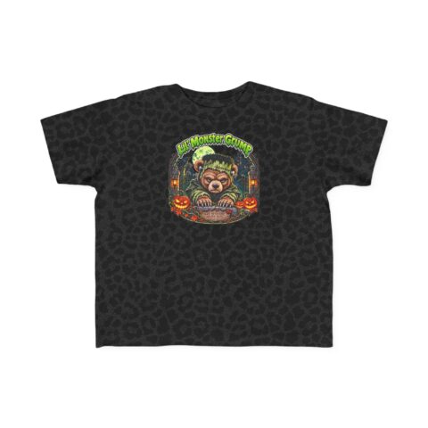 Lil' Monster Grump Tee in Black Leopard, laid flat