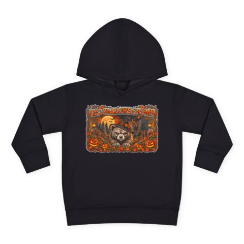 Lil’ Hallows Grump Hoodie in Black, laid flat