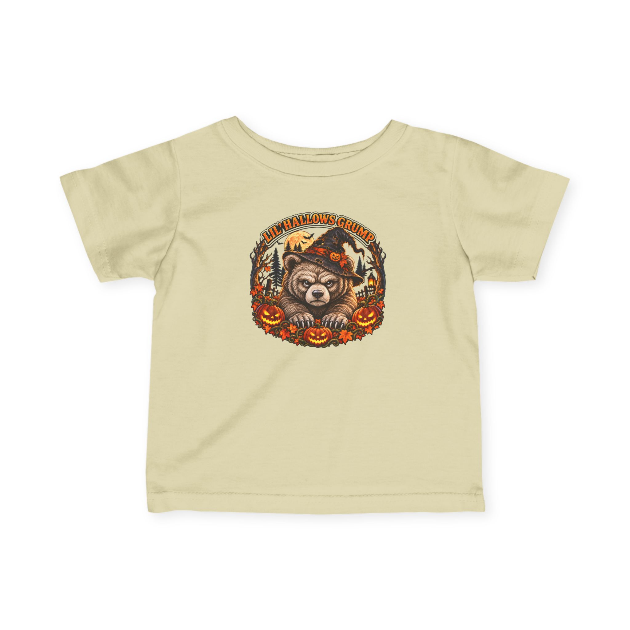 Lil’ Hallows Grump Tee in Natural, laid flat
