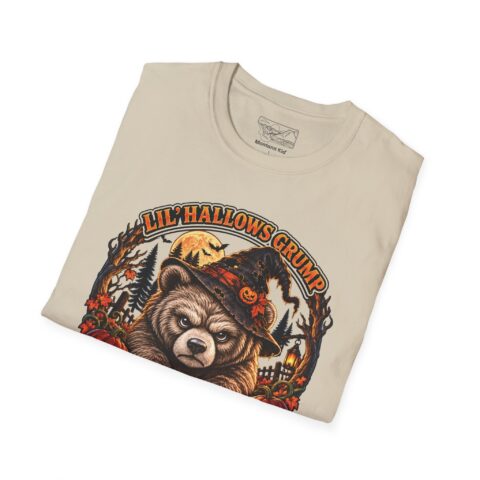 Lil’ Hallows Grump Tee in Sand, folded close-up