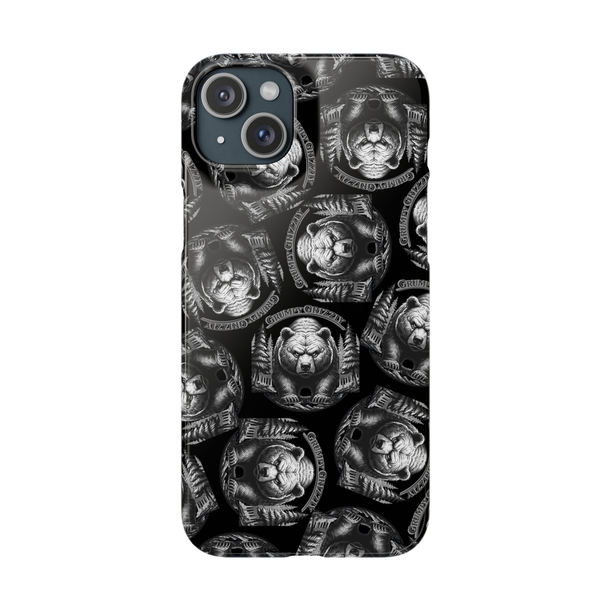 Grumpy Grizzly Snap Case for iPhone 15 Plus, Glossy