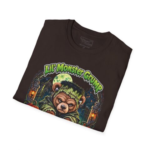 Lil' Monster Grump Tee in Dark Chocolate, folded close-up