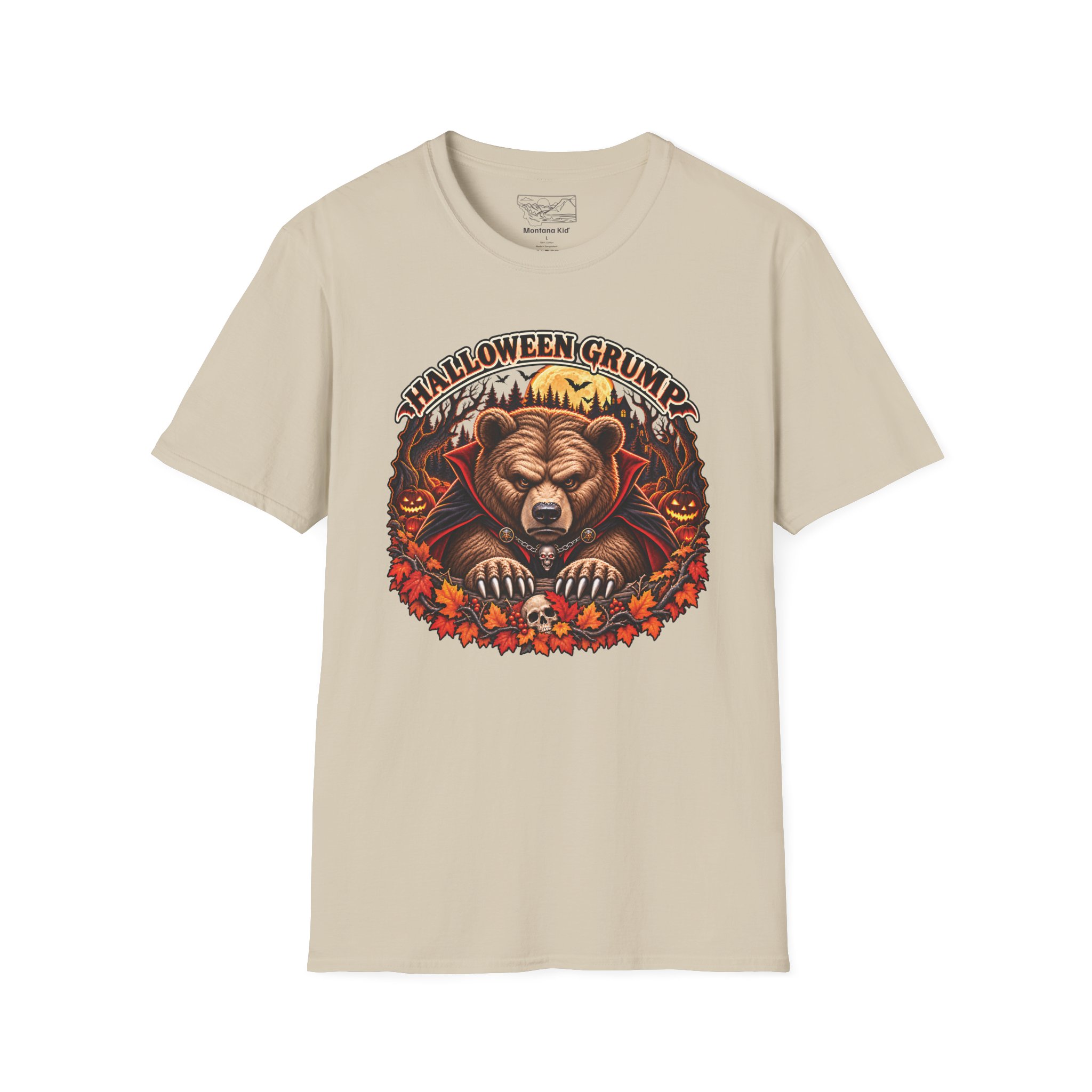 Halloween Grump Tee in Sand, laid flat