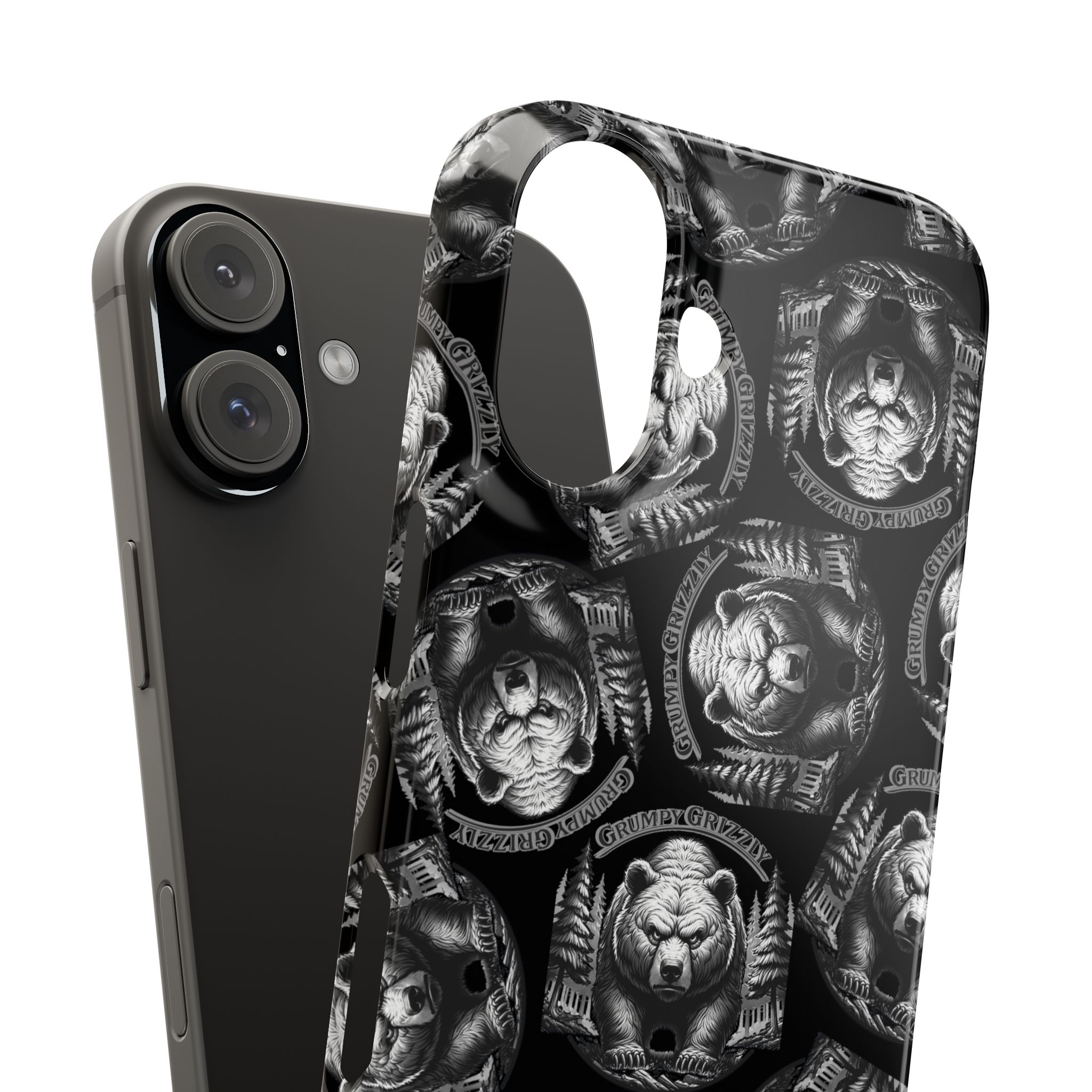 Grumpy Grizzly Snap Case for iPhone 16, Matte