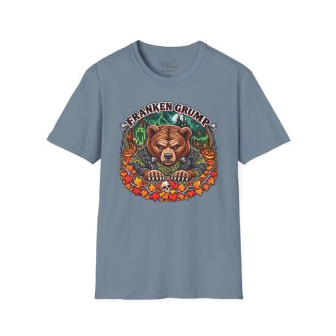 Franken Grump Tee in Stone Blue, laid flat