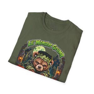 Lil' Monster Grump Tee in Military Green, folded close-up