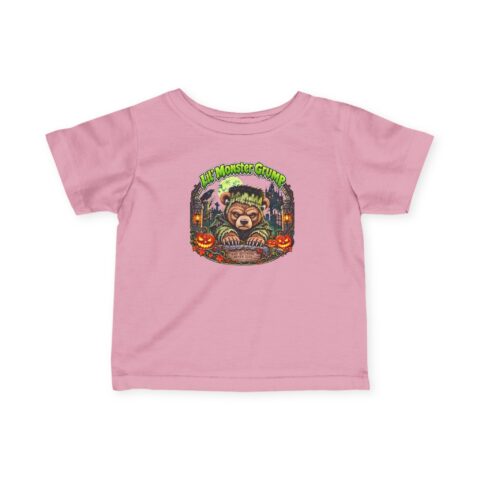 Lil' Monster Grump Tee in Pink, laid flat