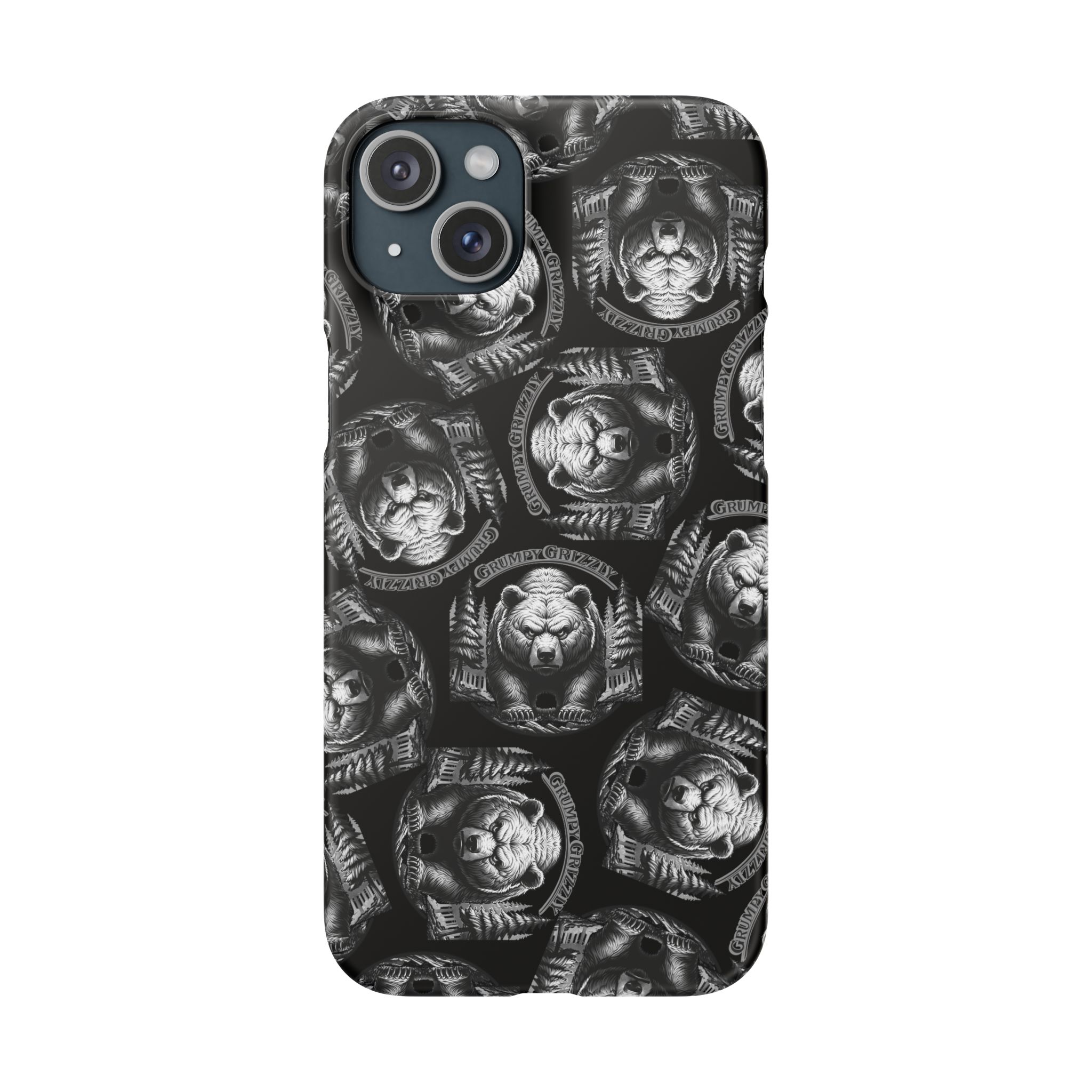 Grumpy Grizzly Snap Case for iPhone 15 Plus, Matte